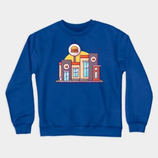 Modern Burger Shop Cartoon Crewneck Sweatshirt